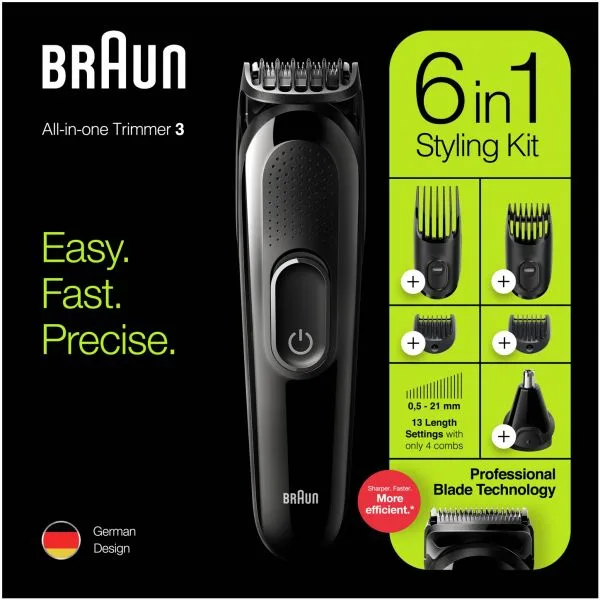 ‎Braun BT3221 Works with Dry For Men - Hair Trimmer‎